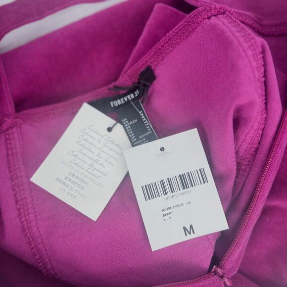 NWT Forever 21 Magenta Faux Suede Mini Casual Dress Size Medium - Picture 4 of 4